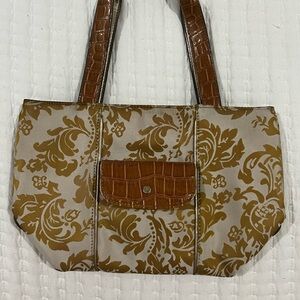 Liz Claiborne Brown and Cream Patterned Shoulder Bag
